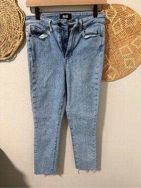 PAIGE Light Blue Cropped High-Rise Skinny Jeans